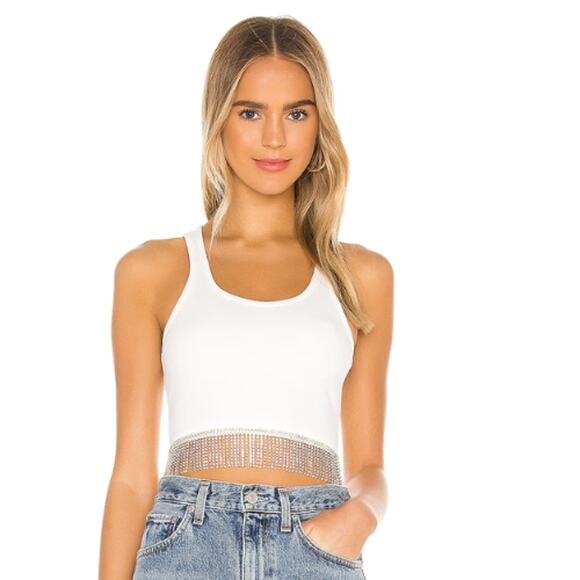 superdown Madison Rhinestone Tank in White NWT Size XS - Picture 1 of 3